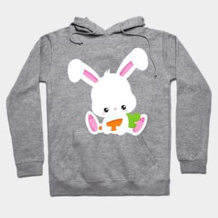 Cute Bunny, White Bunny, Little Bunny, Carrot Hoodie